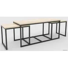 Журнальный столик Hype Mebel Трио 40x100-200 (черный/древесина белая)