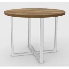 Кухонный стол Hype Mebel Раунд раздвижной 80x80 (белый/дуб галифакс олово)