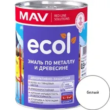 Эмаль ECOL по металлу и древесине (ПФ-115) белая глянцевая 1,0л (0,9 кг)