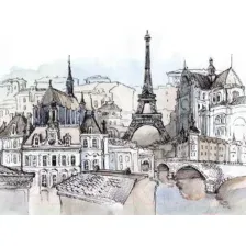 Фотообои листовые Citydecor Акварельный Париж (300x254)