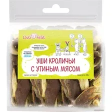 Лакомство для собак Dog Fest Уши кроличьи с утиным мясом 500 г
