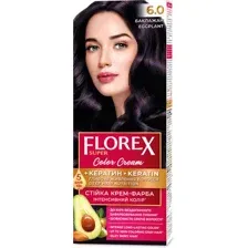 Крем-краска для волос Florex Super Кератин тон 6.0 баклажан