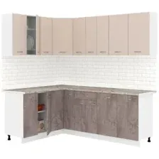 Готовая кухня Кортекс-мебель Корнелия Лира 1.5x2.2 (капучино/оникс/марсель)