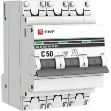 Выключатель автоматический EKF ВА 47-63 3P 50А (C) 4.5kA PROxima mcb4763-3-50C-pro