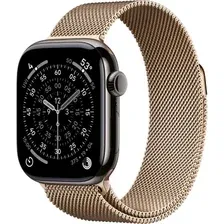 Умные часы Apple Watch Series 11 LTE 42 мм (титановый корпус, сланец/золотистый, миланская петля)