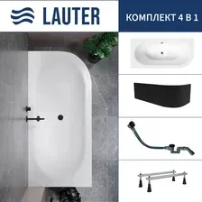 Ванна Lauter Bliss 150 L 21201051L (с ножками, лицевым экраном черного цвета и сифоном 21Y32001 матовый черный)
