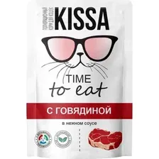 Консервированный корм для кошек Kissa С говядиной в соусе (28x75г)