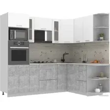Готовая кухня Интерлиния Мила 1.68x2.4 правая (белый платинум/бетон/бискайская сосна)