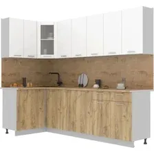 Готовая кухня Интерлиния Мила 12x26 (белый платинум/дуб золотой/дуб бунратти)