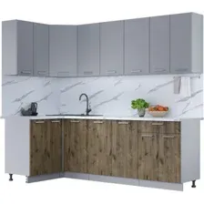 Готовая кухня Интерлиния Мила Лайт 1.2x2.4 (серебро/дуб веллингтон/белый гранит)