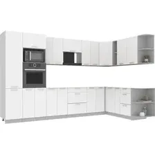 Готовая кухня Интерлиния Мила Лайт 1.88x3.4 правая без столешницы (белый платинум)