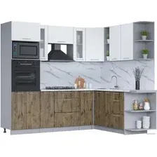 Готовая кухня Интерлиния Мила 1.88x2.4 правая (белый платинум/дуб веллингтон/белый гранит)