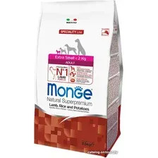 Сухой корм для собак Monge Extra Small Adult Lamb, Rice e Potatoes 0.8 кг
