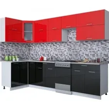 Готовая кухня Интерлиния Мила Gloss 50-12x30 (красный/черный глянец)