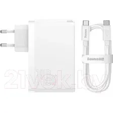 Зарядное устройство сетевое Baseus GaN5 Pro Fast Charger 2C+U 140W / CCGP100202 (белый)