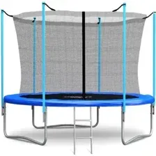 Батут Atlas Sport 252 см - 8ft (с лестницей, внутренняя сетка, синий)