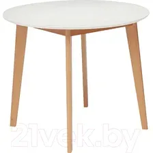Обеденный стол Tetchair Bosco D90 (белый/натуральный бук)