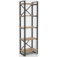 Стеллаж Hype Mebel Стандарт 80x170 (черный/дуб галифакс натуральный)