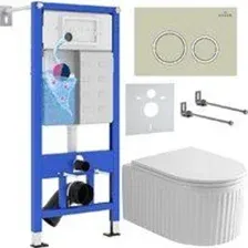Унитаз подвесной Roxen Royal Matt в комплекте с инсталляцией StounFix Dual Fresh 6 в 1 968249 (кнопк