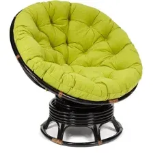 Кресло-качалка Tetchair Papasan W 23/01 B с подушкой (античный черно-коричневый/флок олива 23)