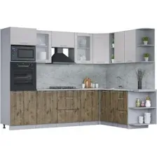 Готовая кухня Интерлиния Мила 1.88x2.8 правая (вудлайн кремовый/дуб веллингтон/серый каспий)