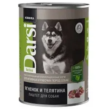Паштет Darsi, для активных и рабочих собак, ягнёнок и телятина, 410 г