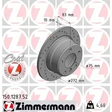 Тормозной диск ZIMMERMANN 150.1287.52 полный, перфорированный , задняя ось