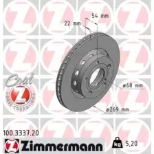 Тормозной диск ZIMMERMANN 100.3337.20 вентилируемый , задняя ось