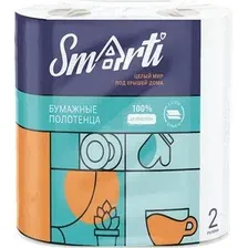 Бумажные полотенца Smarti 100% целлюлоза 2-слойные (2рул)