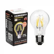 Лампа светодиодная филаментная Horizont LED-F A60 8 W 3000 К Е27, КРАСОЧНАЯ
