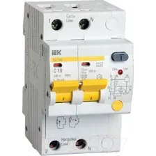 Дифференциальный автомат IEK АД-12М 2Р 10А 30мА C / MAD12-2-010-C-030