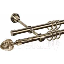 Карниз для штор АС ФОРОС Grace D16K/16Г составной + наконечники Милано (3м, антик)