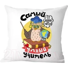 Подушка декоративная Print Style Самый умный учитель / 40x40plat93