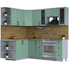Готовая кухня Интерлиния Тренд 1.7x2.2 левая (мята/мята/дуб бунратти)