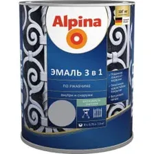 Эмаль Alpina По ржавчине 3 в 1 RAL7040 0.75 л (шелковисто-матовый серый)