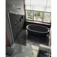 Душевая стенка MaybahGlass 89x195 MGD-694-1ш (графитовое матовое стекло/белый матовый)