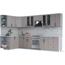 Готовая кухня Интерлиния Тренд 1.7x3.4 левая (луна/луна/бискайская сосна)