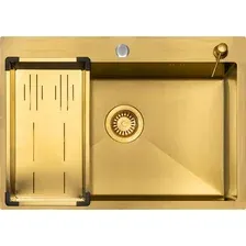 Мойка кухонная Arfeka ECO AR 70x50+CL AR G+DS AR (Gold, с дозатором и коландером)
