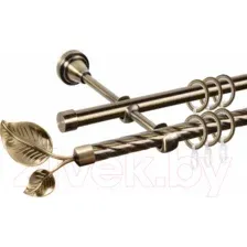 Карниз для штор АС ФОРОС Grace D16K/16Г + наконечники Лист большой (3м, антик)