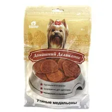 Домашний деликатес Утиные медальоны для собак 85 г