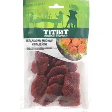 Лакомство для собак TiTBiT Медальоны мясные из индейки Меню от Шефа 80 г