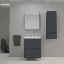 Тумба с умывальником Symbolite Манхэттен 60 Plus 2 ящика + Asti 60x45 (графит)