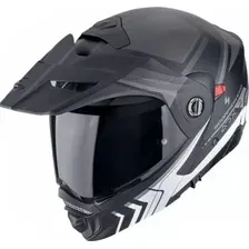 Мотошлем Scorpion Exo Adx-2 Lewis (р. M, черный матовый/серебристый/белый)