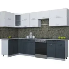 Готовая кухня Интерлиния Мила Gloss 60-12x30 (белый/асфальт глянец)