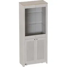 Шкаф-витрина Мебельград Валенсия двухдверный 900x416x2208 (персидский жемчуг/дуб натуральный светлый)