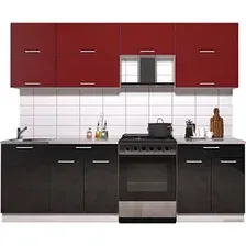 Готовая кухня Интерлиния Мила Gloss 60-25 (бордовый/черный глянец)