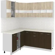 Готовая кухня Кортекс-мебель Корнелия Экстра 1.5x1.9м (дуб сонома/венге/марсель)