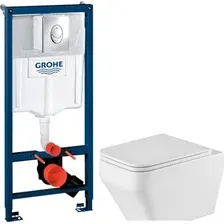 Унитаз подвесной Grossman GR-4410SQ + GROHE Rapid SL 38721001 (с кнопкой)