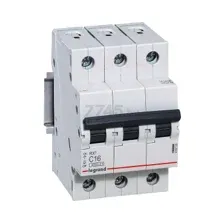 Автоматический выключатель LEGRAND RX3 4500 3P 16А С 4,5кА (419708)