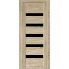 Межкомнатная дверь Юни Бона 12 (ч) 90x200 (дуб сонома/черное стекло)
